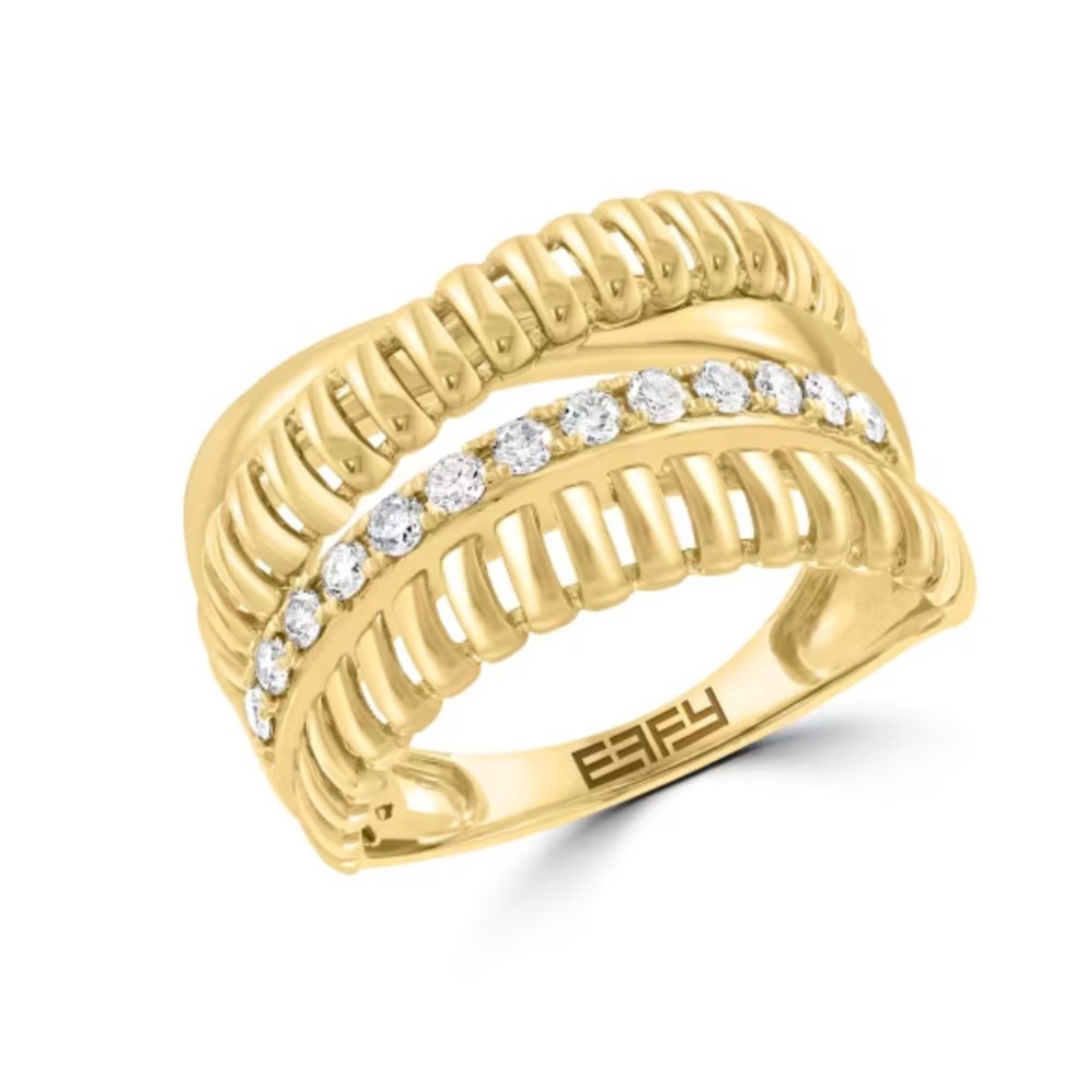 NWT- Effy D’Oro Collection 14k Gold and 0.25 Diamond Wrap $7000 Ring- 7